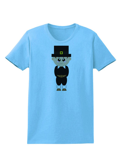 Cute Pilgrim Boy Thanksgiving Womens T-Shirt-Womens T-Shirt-TooLoud-Aquatic-Blue-X-Small-Davson Sales