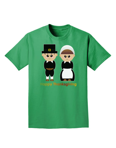 Cute Pilgrim Couple Happy Thanksgiving Adult Dark T-Shirt-Mens T-Shirt-TooLoud-Kelly-Green-Small-Davson Sales