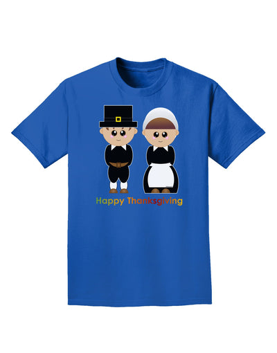 Cute Pilgrim Couple Happy Thanksgiving Adult Dark T-Shirt-Mens T-Shirt-TooLoud-Royal-Blue-Small-Davson Sales