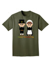 Cute Pilgrim Couple Happy Thanksgiving Adult Dark T-Shirt-Mens T-Shirt-TooLoud-Military-Green-Small-Davson Sales