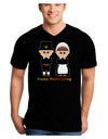 Cute Pilgrim Couple Happy Thanksgiving Adult Dark V-Neck T-Shirt-TooLoud-Black-Small-Davson Sales