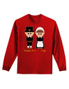 Cute Pilgrim Couple Happy Thanksgiving Adult Long Sleeve Dark T-Shirt-TooLoud-Red-Small-Davson Sales