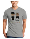 Cute Pilgrim Couple Happy Thanksgiving Adult V-Neck T-shirt-Mens V-Neck T-Shirt-TooLoud-HeatherGray-Small-Davson Sales