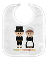 Cute Pilgrim Couple Happy Thanksgiving Baby Bib