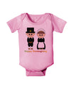 Cute Pilgrim Couple Happy Thanksgiving Baby Romper Bodysuit-Baby Romper-TooLoud-Light-Pink-06-Months-Davson Sales