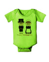 Cute Pilgrim Couple Happy Thanksgiving Baby Romper Bodysuit-Baby Romper-TooLoud-Lime-Green-06-Months-Davson Sales