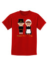 Cute Pilgrim Couple Happy Thanksgiving Childrens Dark T-Shirt-Childrens T-Shirt-TooLoud-Red-X-Small-Davson Sales