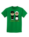 Cute Pilgrim Couple Happy Thanksgiving Childrens Dark T-Shirt-Childrens T-Shirt-TooLoud-Kelly-Green-X-Small-Davson Sales