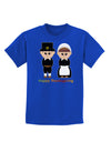 Cute Pilgrim Couple Happy Thanksgiving Childrens Dark T-Shirt-Childrens T-Shirt-TooLoud-Royal-Blue-X-Small-Davson Sales