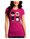 Cute Pilgrim Couple Happy Thanksgiving Juniors Crew Dark T-Shirt-T-Shirts Juniors Tops-TooLoud-Hot-Pink-Juniors Fitted Small-Davson Sales