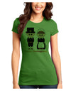 Cute Pilgrim Couple Happy Thanksgiving Juniors T-Shirt-Womens Juniors T-Shirt-TooLoud-Kiwi-Green-Juniors Fitted XS-Davson Sales