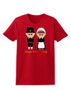 Cute Pilgrim Couple Happy Thanksgiving Womens Dark T-Shirt-TooLoud-Red-X-Small-Davson Sales