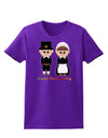 Cute Pilgrim Couple Happy Thanksgiving Womens Dark T-Shirt-TooLoud-Purple-X-Small-Davson Sales