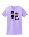 Cute Pilgrim Couple Happy Thanksgiving Womens T-Shirt-Womens T-Shirt-TooLoud-Lavender-X-Small-Davson Sales