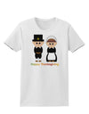 Cute Pilgrim Couple Happy Thanksgiving Womens T-Shirt-Womens T-Shirt-TooLoud-White-X-Small-Davson Sales