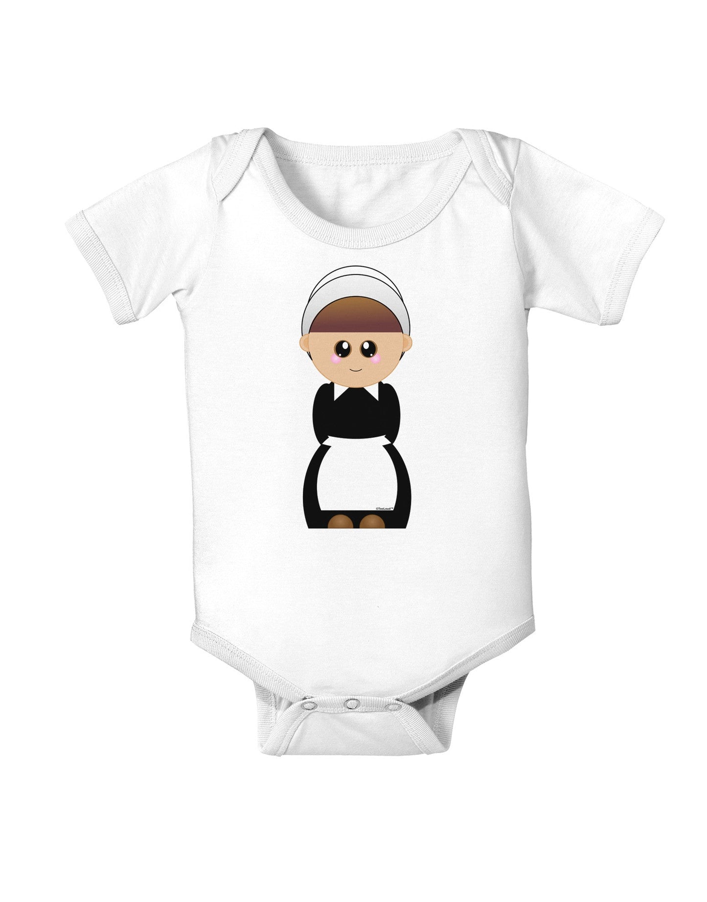 Cute Pilgrim Girl Thanksgiving Baby Romper Bodysuit-Baby Romper-TooLoud-White-06-Months-Davson Sales