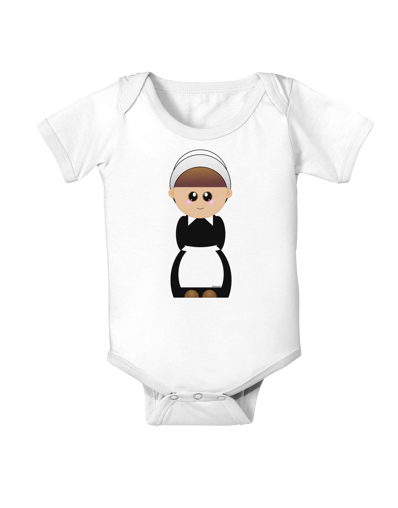 Cute Pilgrim Girl Thanksgiving Baby Romper Bodysuit-Baby Romper-TooLoud-White-06-Months-Davson Sales