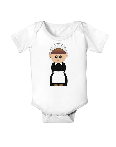 Cute Pilgrim Girl Thanksgiving Baby Romper Bodysuit-Baby Romper-TooLoud-White-06-Months-Davson Sales