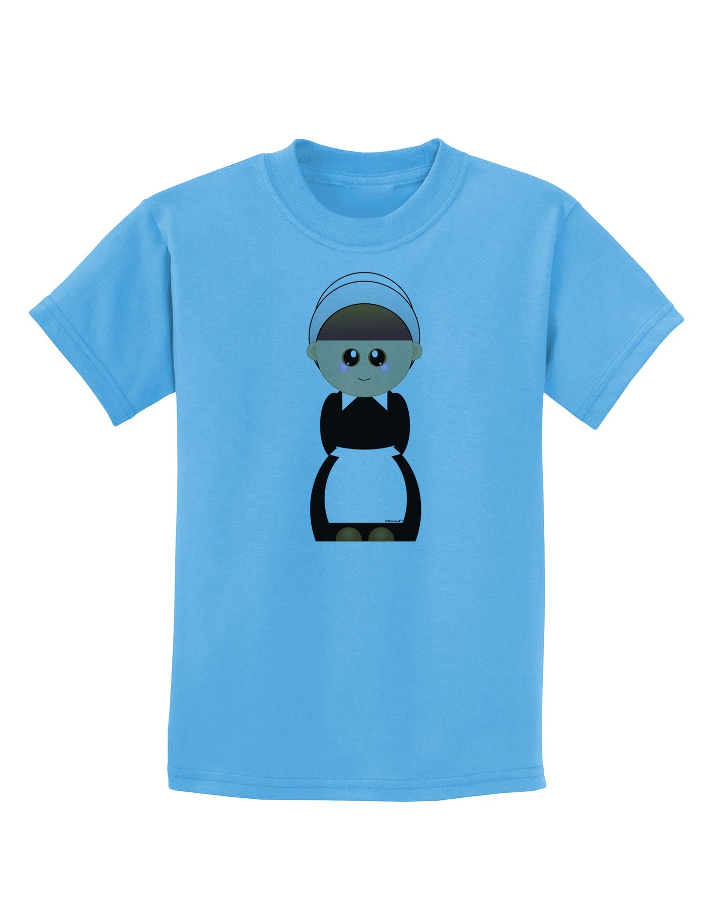Cute Pilgrim Girl Thanksgiving Childrens T-Shirt-Childrens T-Shirt-TooLoud-Aquatic-Blue-X-Small-Davson Sales