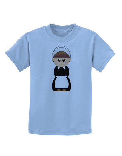 Cute Pilgrim Girl Thanksgiving Childrens T-Shirt-Childrens T-Shirt-TooLoud-Light-Blue-X-Small-Davson Sales