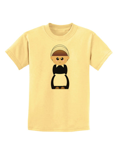 Cute Pilgrim Girl Thanksgiving Childrens T-Shirt-Childrens T-Shirt-TooLoud-Daffodil-Yellow-X-Small-Davson Sales