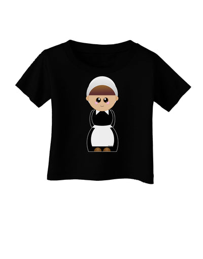 Cute Pilgrim Girl Thanksgiving Infant T-Shirt Dark-Infant T-Shirt-TooLoud-Black-06-Months-Davson Sales