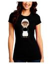 Cute Pilgrim Girl Thanksgiving Juniors Crew Dark T-Shirt-T-Shirts Juniors Tops-TooLoud-Black-Juniors Fitted Small-Davson Sales