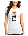 Cute Pilgrim Girl Thanksgiving Juniors T-Shirt-Womens Juniors T-Shirt-TooLoud-White-Juniors Fitted XS-Davson Sales