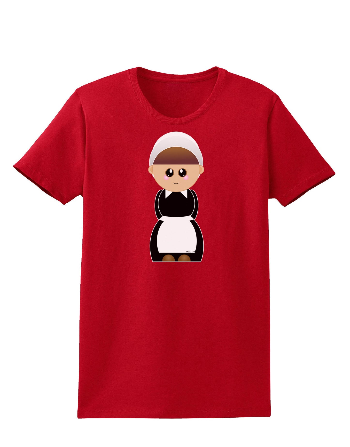 Cute Pilgrim Girl Thanksgiving Womens Dark T-Shirt-TooLoud-Red-X-Small-Davson Sales