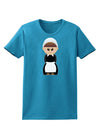 Cute Pilgrim Girl Thanksgiving Womens Dark T-Shirt-TooLoud-Turquoise-X-Small-Davson Sales