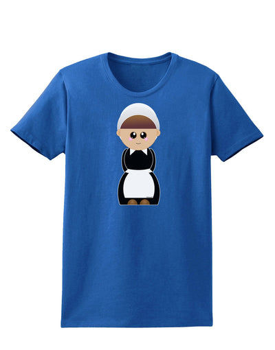 Cute Pilgrim Girl Thanksgiving Womens Dark T-Shirt-TooLoud-Royal-Blue-X-Small-Davson Sales