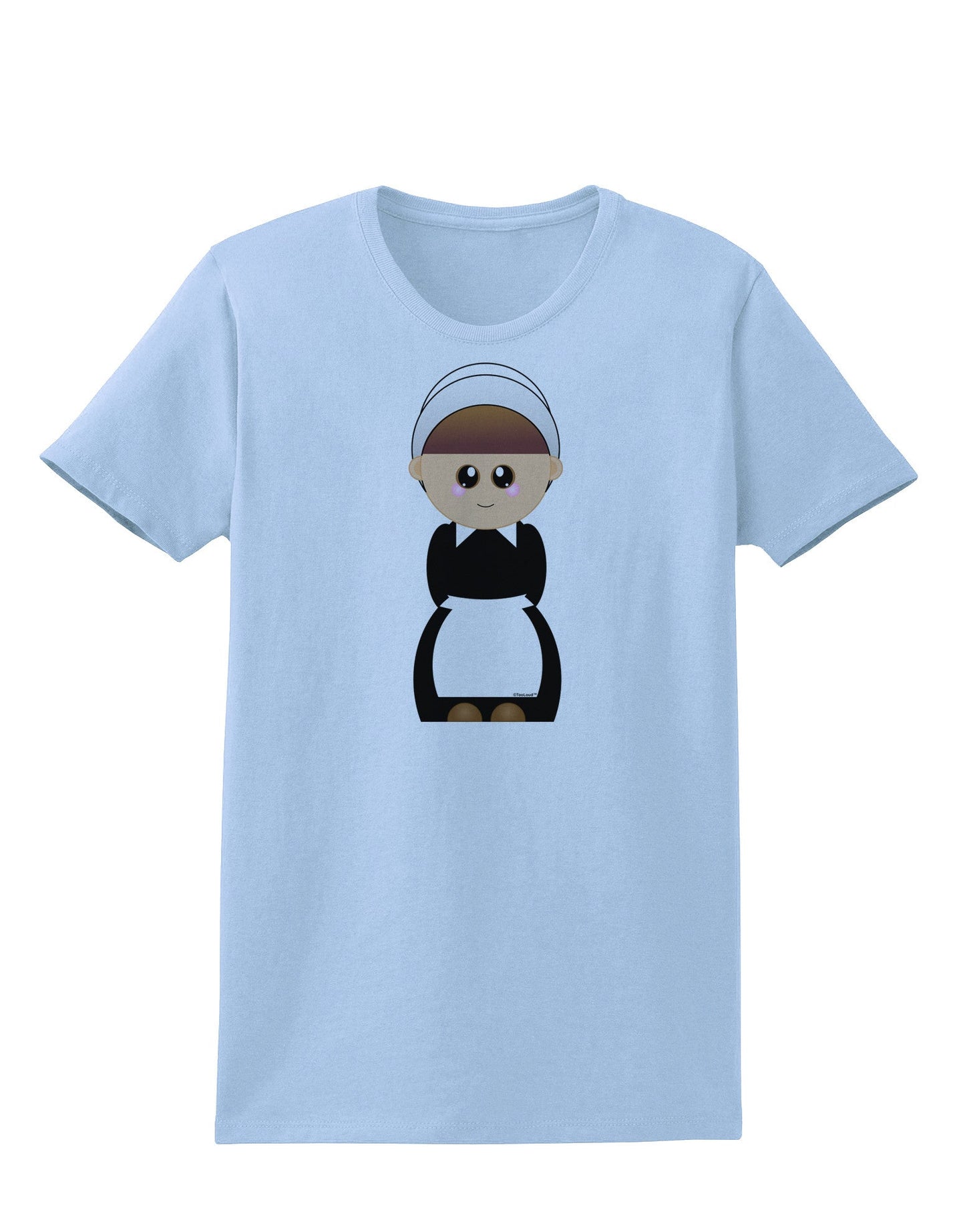 Cute Pilgrim Girl Thanksgiving Womens T-Shirt-Womens T-Shirt-TooLoud-Light-Blue-X-Small-Davson Sales