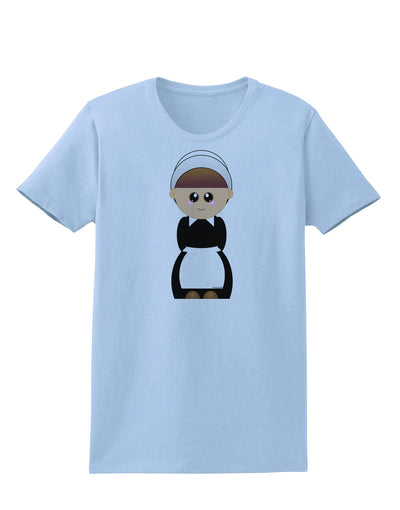 Cute Pilgrim Girl Thanksgiving Womens T-Shirt-Womens T-Shirt-TooLoud-Light-Blue-X-Small-Davson Sales