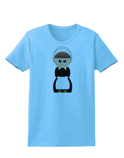 Cute Pilgrim Girl Thanksgiving Womens T-Shirt-Womens T-Shirt-TooLoud-Aquatic-Blue-X-Small-Davson Sales