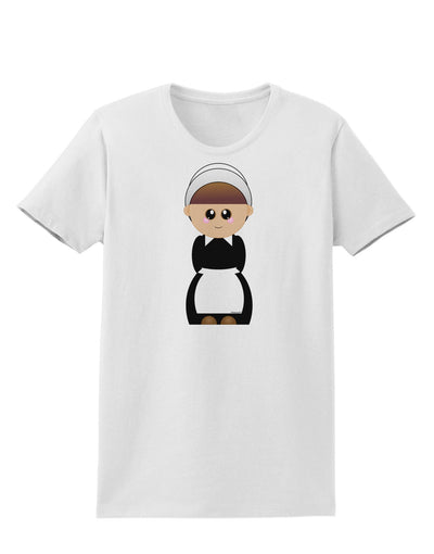 Cute Pilgrim Girl Thanksgiving Womens T-Shirt-Womens T-Shirt-TooLoud-White-X-Small-Davson Sales