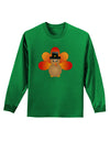 Cute Pilgrim Turkey Thanksgiving Adult Long Sleeve Dark T-Shirt-TooLoud-Kelly-Green-Small-Davson Sales