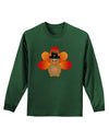 Cute Pilgrim Turkey Thanksgiving Adult Long Sleeve Dark T-Shirt-TooLoud-Dark-Green-Small-Davson Sales