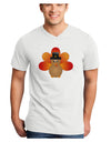 Cute Pilgrim Turkey Thanksgiving Adult V-Neck T-shirt-Mens V-Neck T-Shirt-TooLoud-White-Small-Davson Sales