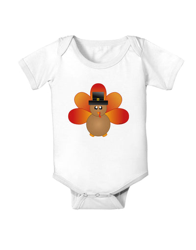 Cute Pilgrim Turkey Thanksgiving Baby Romper Bodysuit-Baby Romper-TooLoud-White-06-Months-Davson Sales