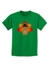 Cute Pilgrim Turkey Thanksgiving Childrens Dark T-Shirt-Childrens T-Shirt-TooLoud-Kelly-Green-X-Small-Davson Sales