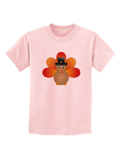 Cute Pilgrim Turkey Thanksgiving Childrens T-Shirt-Childrens T-Shirt-TooLoud-PalePink-X-Small-Davson Sales