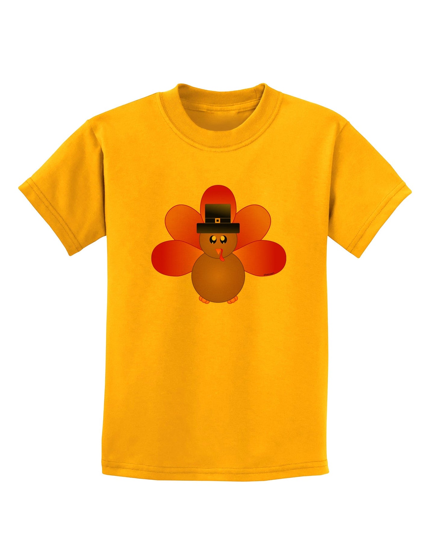 Cute Pilgrim Turkey Thanksgiving Childrens T-Shirt-Childrens T-Shirt-TooLoud-Gold-X-Small-Davson Sales