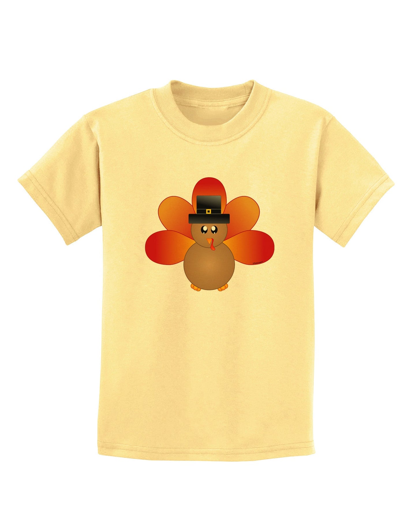 Cute Pilgrim Turkey Thanksgiving Childrens T-Shirt-Childrens T-Shirt-TooLoud-Daffodil-Yellow-X-Small-Davson Sales