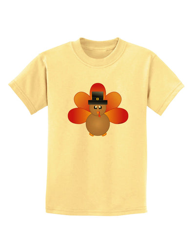 Cute Pilgrim Turkey Thanksgiving Childrens T-Shirt-Childrens T-Shirt-TooLoud-Daffodil-Yellow-X-Small-Davson Sales