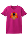 Cute Pilgrim Turkey Thanksgiving Womens Dark T-Shirt-TooLoud-Hot-Pink-Small-Davson Sales