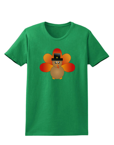 Cute Pilgrim Turkey Thanksgiving Womens Dark T-Shirt-TooLoud-Kelly-Green-X-Small-Davson Sales