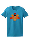 Cute Pilgrim Turkey Thanksgiving Womens Dark T-Shirt-TooLoud-Turquoise-X-Small-Davson Sales