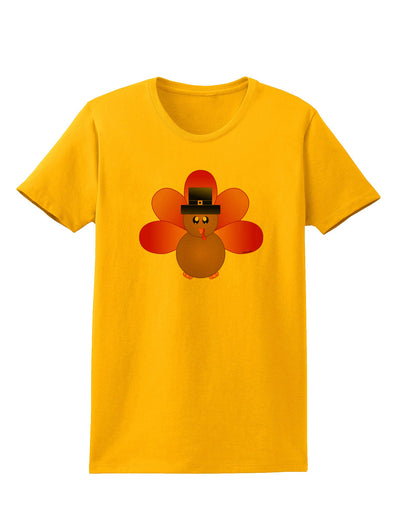 Cute Pilgrim Turkey Thanksgiving Womens T-Shirt-Womens T-Shirt-TooLoud-Gold-X-Small-Davson Sales