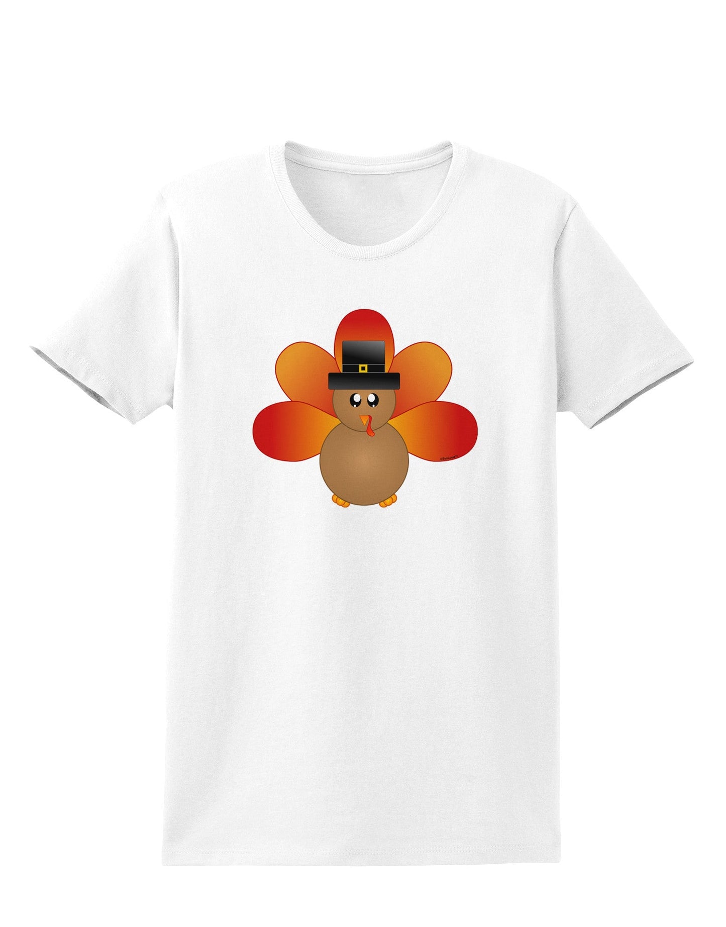 Cute Pilgrim Turkey Thanksgiving Womens T-Shirt-Womens T-Shirt-TooLoud-White-X-Small-Davson Sales