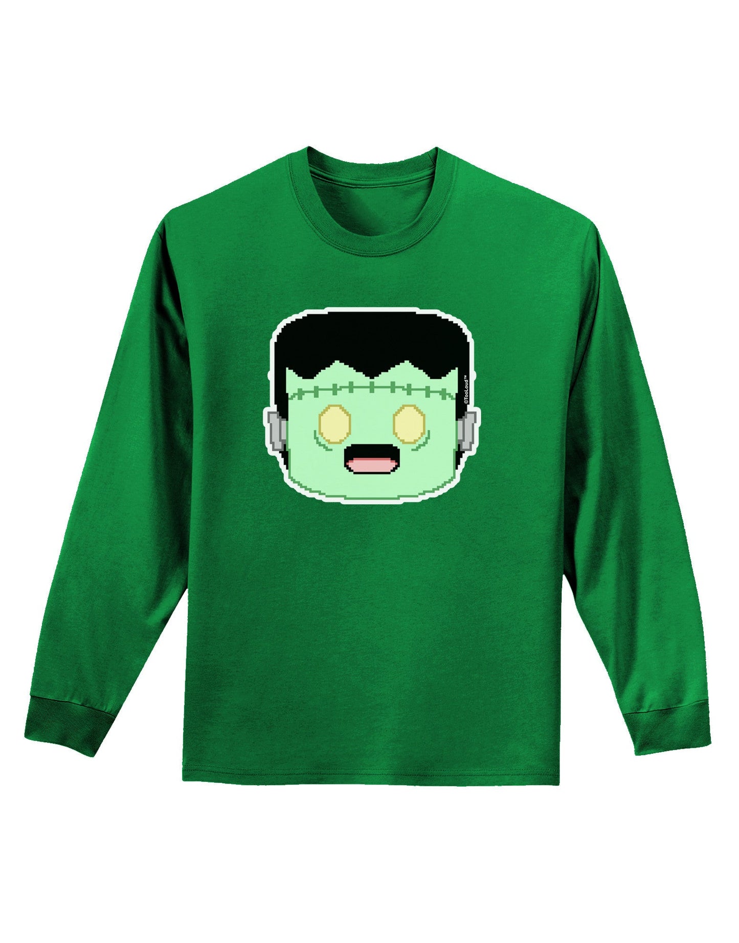 Cute Pixel Monster Adult Long Sleeve Dark T-Shirt-TooLoud-Kelly-Green-Small-Davson Sales